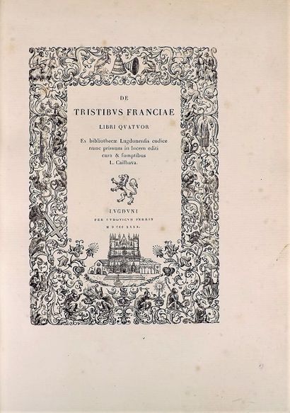 null DE TRISTIBUS FRANCIAE. Libri Quatuor. Lugduni, per Ludovicum Perrin, 1840. In-8,...