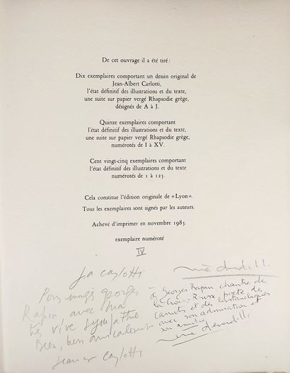 null DEROUDILLE (René). Lyon. Sans lieu, (Martin), 1985. In-folio en feuilles, sous...