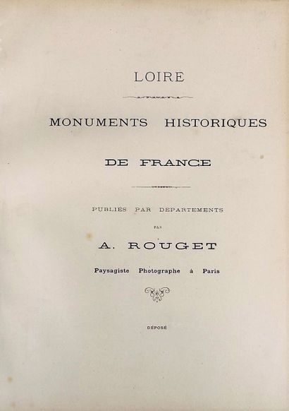 null Photographie - ROUGET (A). Monuments historiques de France (Loire). In-4°, s.d.,...