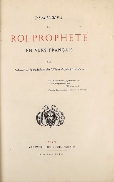 null [CHABERT (Abbé). Psalms of the King-Prophet in French verse by the author of...