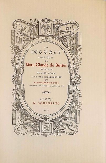 null BUTTET (Marc Claude de). Les OEuvres poétiques de M. Claude de Buttet, savoisien....