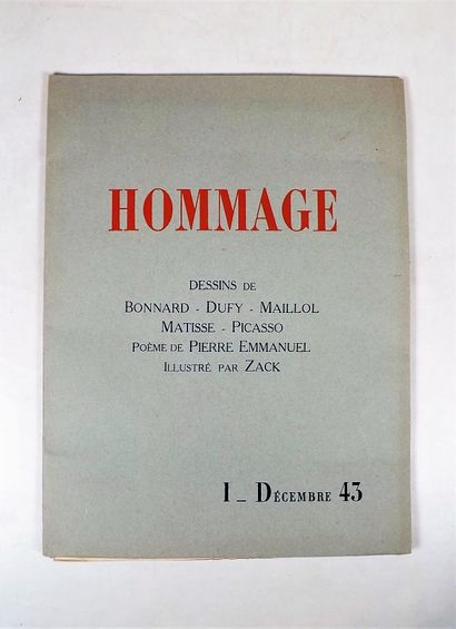 null HOMMAGE. Monaco, décembre 1943. In-4° en feuilles, sous couverture bleue.
Premier...