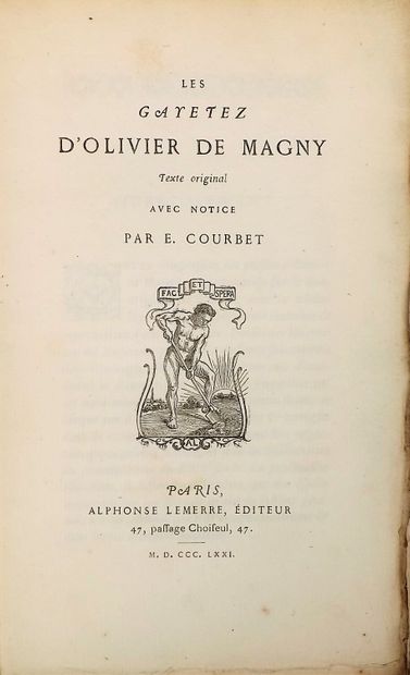 null MAGNY (Olivier de). Les Gayetez. Paris, Lemerre, Perrin-Marinet, 1871. In-12,...