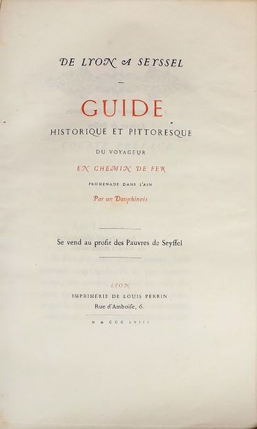 null QUINSONAS (Comte E. de). De Lyon a Seyssel. Guide historique et pittoresque...
