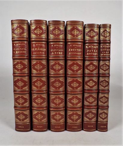 null BERAUD (H). OEUVRES DIVERSES. 6 volumes in-8, demi maroquin cassis à coins,...