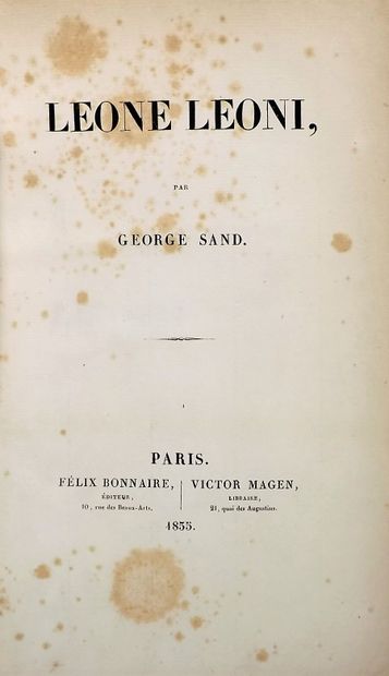 null SAND (George). La dernière Aldini. P., Bonnaire, 1838. In-8, demi-maroquin grenat...