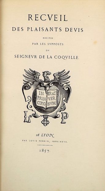 null RECUEIL des plaisants devis récités par les supposts du Seigneur de la Coquille....