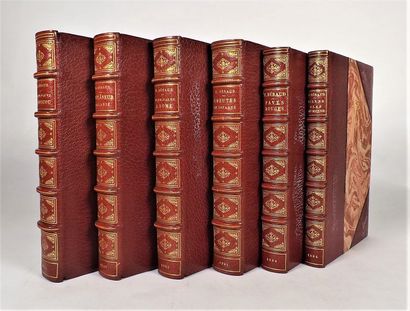 null BERAUD (H). OEUVRES DIVERSES. 6 volumes in-8, demi maroquin cassis à coins,...
