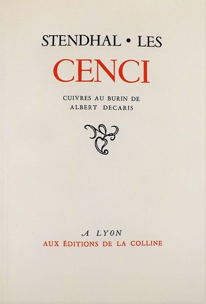 null STENDHAL. The Duchess of Palliano - The Cenci. Lyon, Edition de la Colline,...