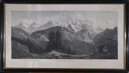 null Panorama de la Jungfrau
Monts légendés dans la marge supérieure
Lithographie,...