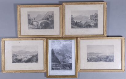 null D'après William Henry BARTLETT (1809-1854)
Suite de quatre lithographies, vues...