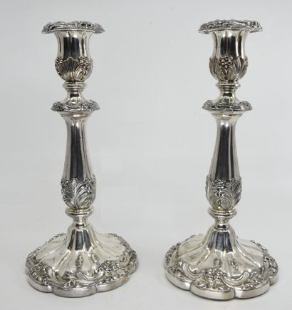 Pair of silver plated candlesticks with Rocaille...