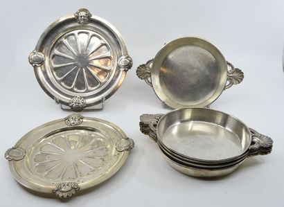 Suite of two series of silver coasters of...
