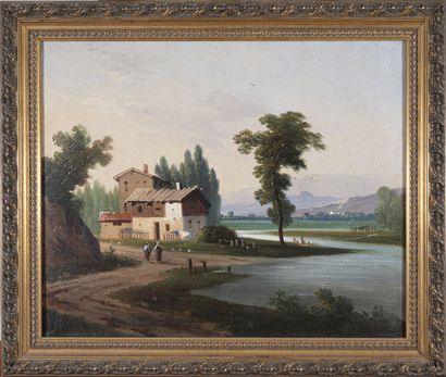 null Ecole FRANCAISE du XIXe siècle

Chalet en bord de rivière

Huile sur toile

H....