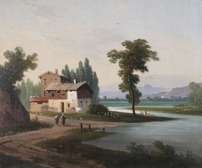 null Ecole FRANCAISE du XIXe siècle

Chalet en bord de rivière

Huile sur toile

H....