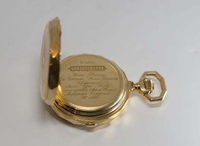 null Pocket watch with repeater in 18K (750°/°°) gold, mechanical movement with manual...