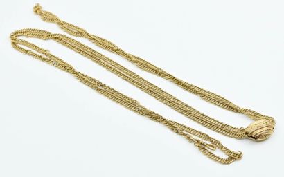 null Long necklace in 18K (750°/°°) yellow gold with a two-tone gold band 
Gross...