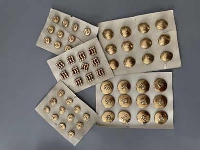 null Five sets of ceramic buttons for high fashion, circa 1940, gold ceramic buttons...