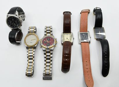 null Lot de six montres de loisir en acier et métal doré, mouvement quartz dont SEIKO,...