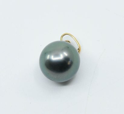 null Pendant adorned with a grey Tahitian pearl, the hanger in 18K yellow gold (750°/°°)...