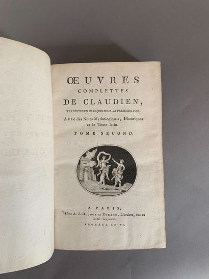 null CLAUDIEN. OEuvres complettes. Paris. Dugour et Dunand Floréal An VI (1798)....