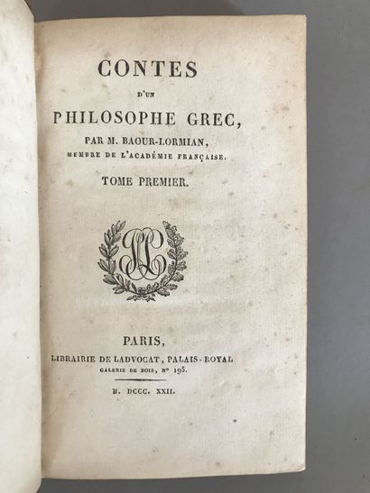 null BAOUR-LORMIAN Louis-Pierre-Marie-François. Contes d'un philosophe grec. Paris....