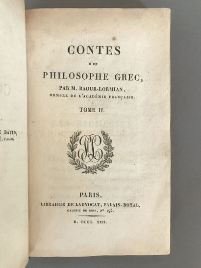 null BAOUR-LORMIAN Louis-Pierre-Marie-François. Contes d'un philosophe grec. Paris....