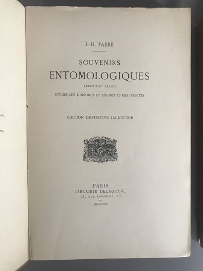 null FABRE Jean-Henri. Souvenirs entomologiques, 1ère et 2ème série. Paris. Delagrave....