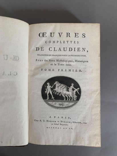 null CLAUDIEN. OEuvres complettes. Paris. Dugour et Dunand Floréal An VI (1798)....
