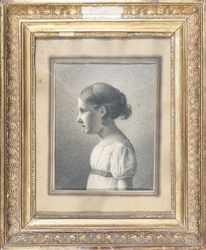 null Entourage de Hans Jakob OERI (1782-1868)
Portait de jeune fille à la robe blanche...