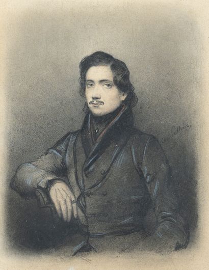 null Léon PELLENC (1819-1894)
Portrait d'homme ; Portrait d'homme accoudé 
Deux dessins...