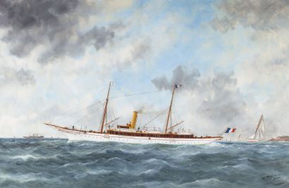null Marie Edouard ADAM (1847-1929)
Yacht à vapeur
Huile sur toile, signée, localisée...