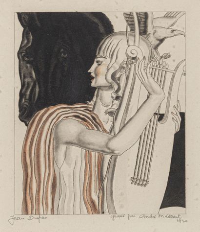 null D'après Jean DUPAS (1882-1964)
Jeune femme à la lyre
Gravure par André Maillart...