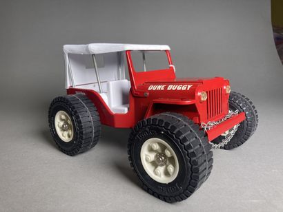 null TONKA (1)
Jeep "Dune Buggy" tôle rouge toit blanc. Longueur 28 cm. Ref 2445...