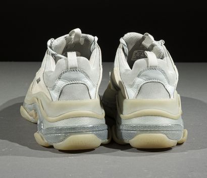 null BALENCIAGA 
Pair of triple S sneakers in patchwork of spun leather and plastic...