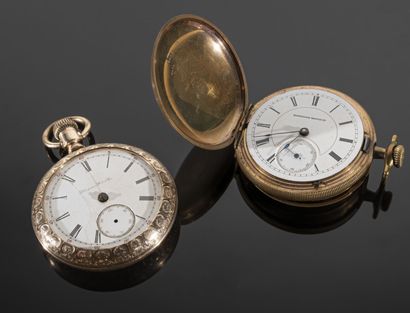 null HAMPDEN WATCH & CO
Lot de deux montres en métal doré composé de:
- une montre...