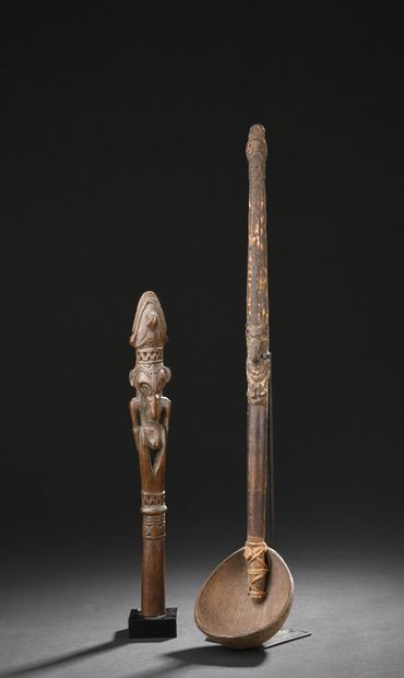 null *Bâton d'autorité et Cuillère, Fleuve Sepik, Papouasie Nouvelle Guinée
Bois...