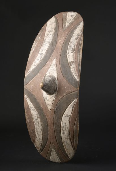 null Tutsi shield, Rwanda 
Wood, natural pigments 
Circa 1920 
H. 64 cm

Provenance...