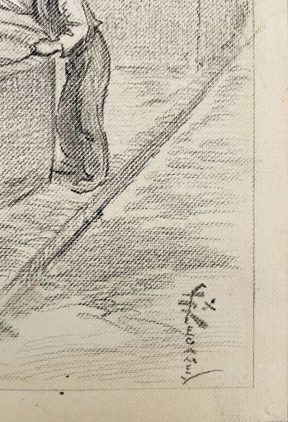 null Félix Élie RÉGAMEY (1844-1907)
Homme s'abreuvant à la fontaine
Mine graphite,...