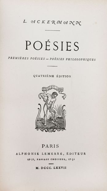 null ACKERMANN (Louise). Poésies - Premières poésies - Poésies philosophiques.
Paris,...