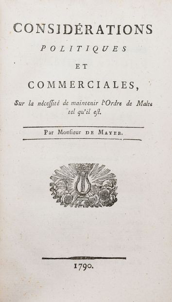 [Malte]. MAYER (Charles Joseph de). Considérations...