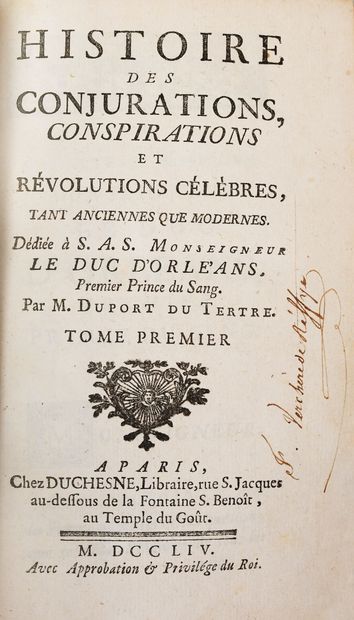 null DUPORT du TERTRE (François-Joachim). Histoire des conjurations, Conspirations...