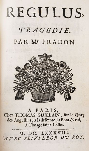 null PRADON. Regulus, tragédie.
Paris, chez Thomas Guillain, 1688.
In-12, maroquin...
