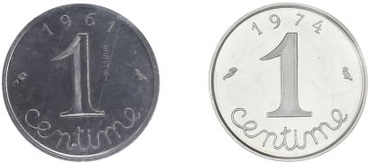 null CINQUIEME REPUBLIQUE 
1 centime Épi. 1961. Essai.
1 centime Épi. 1974. Piéfort....