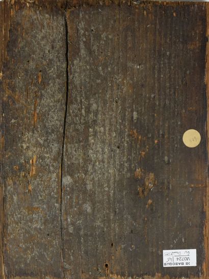 null École du XVIIème siècle
La Sainte Famille
Icône sur fond or
H. 30 cm - L. 22...