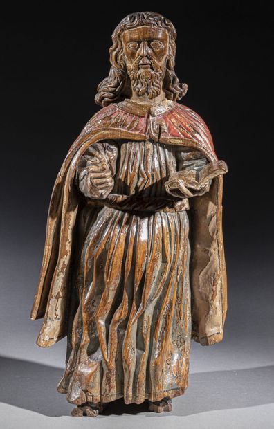 null Saint Paul en bois sculpté et laqué
Travail populaire du XVIIème siècle
H. 70...