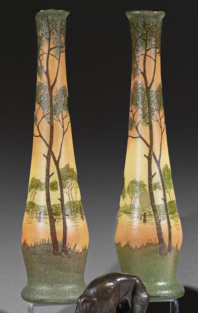 LEGRAS (attributed to)
Pair of baluster vases...