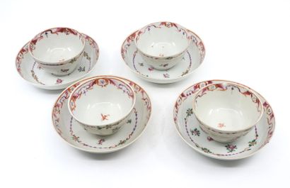 null China, Compagnie des Indes, 18th century 
Set of four sorbets and their saucers...