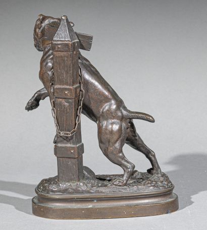 null Prosper LECOURTIER (1855-1924) 
"Prenez garde au chien"
Bronze à patine médaille,...