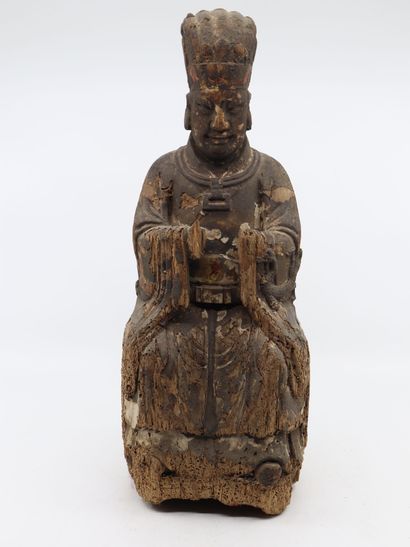 Chine, XIXe siècle
Statuette en bois de fonctionnaire...